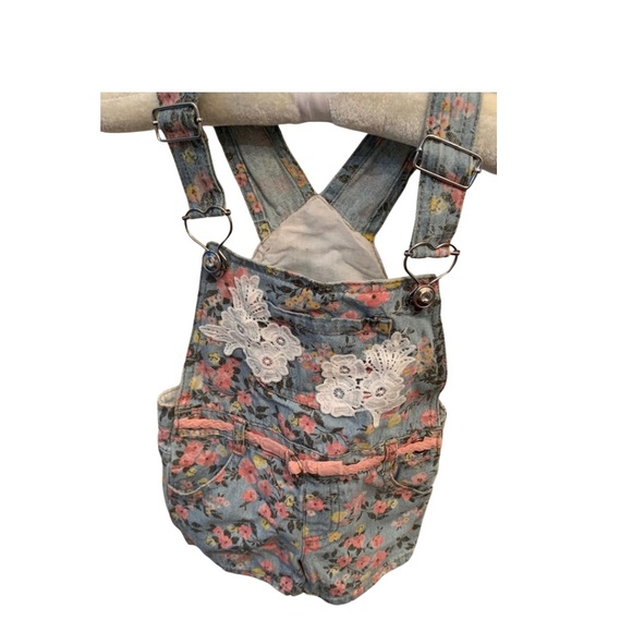Floral Print Toddler Girl Overalls - Picture 3 of 5